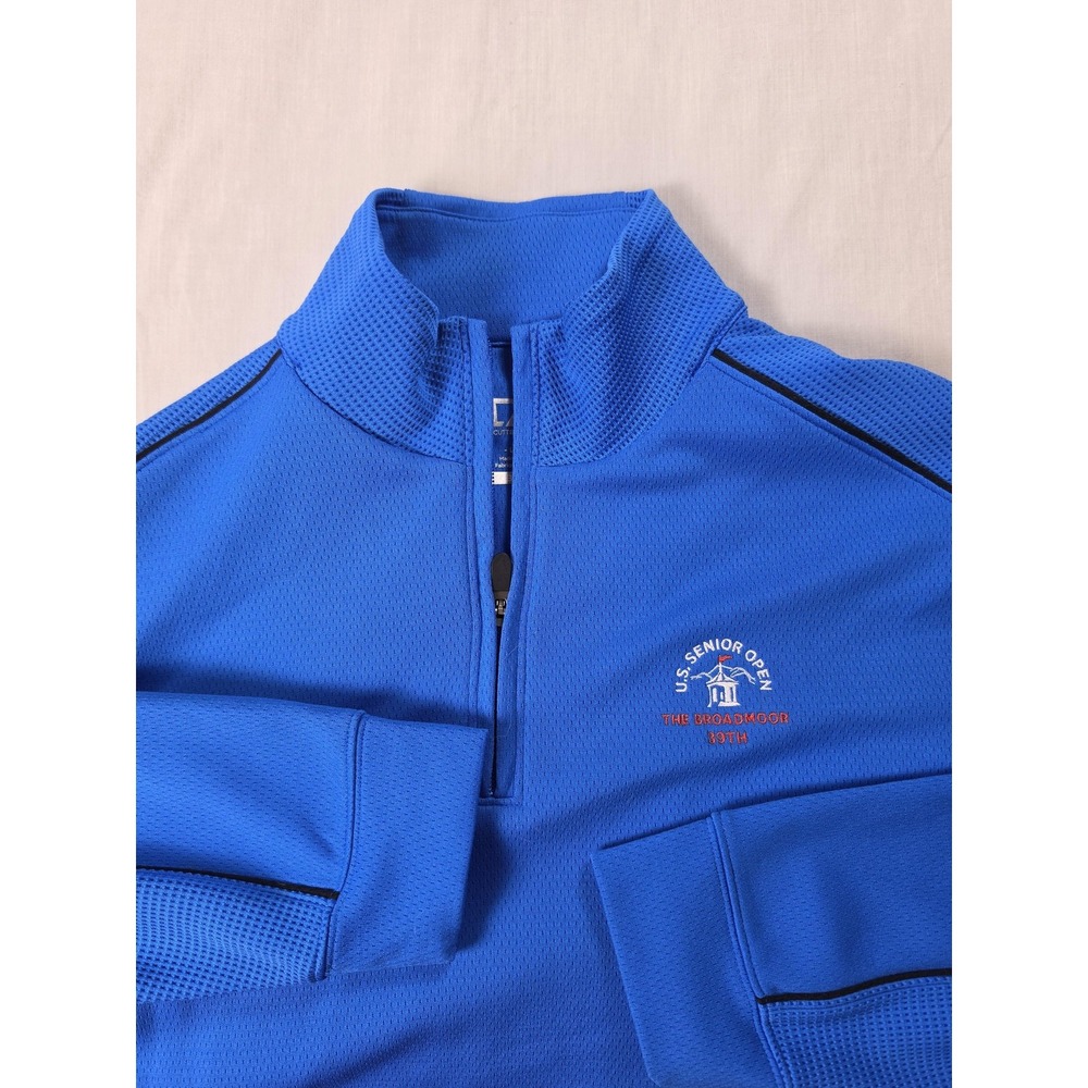 Cutter & Buck Jacket Mens Large Blue 1/4 Zip CB DryTec U.S. Senior Open Golf